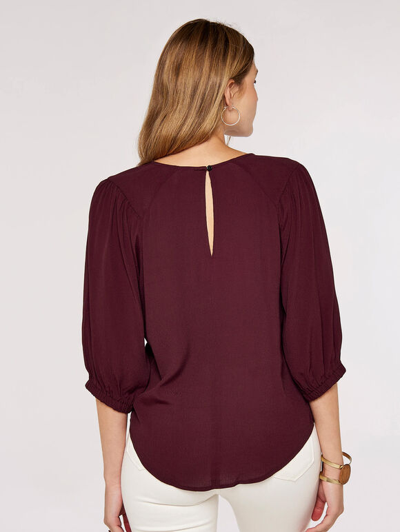 Puff Sleeve Top, Burgundy, large