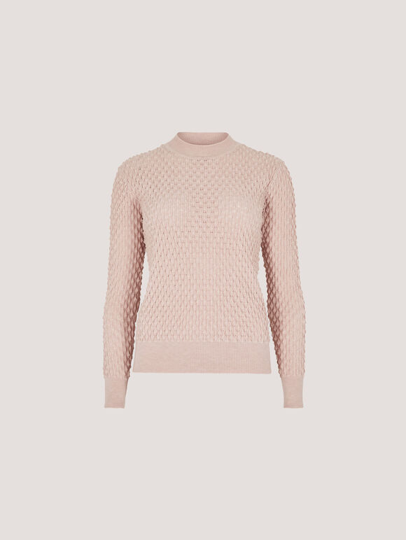 3D Textured Knitted Jumper, Pink, large
