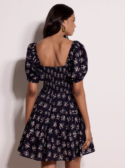 Cotton Dobby Floral Mini Dress