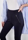 Zip Pocket Stretch Skinny Fit Leggings, Navy, large