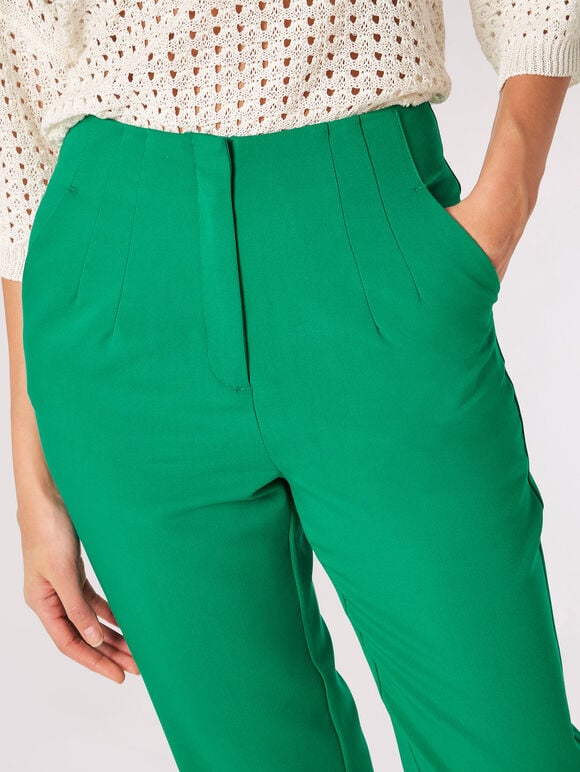 Pintuck Pleat Tailored Trousers, Green, large