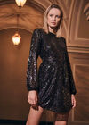 Sequin Shift  Mini Dress, Black, large
