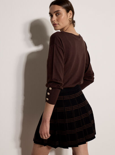 Check Pleated Knit Mini Skirt