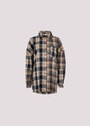 Mixed Check Oversized Shirt, Navy, large