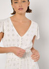 Embroidered Sequin Maxi Dress, White, large
