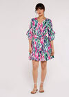 Multicolour Zebra Wrap Dress, Green, large