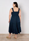 Smock Tiered Midi Dress, Navy, large