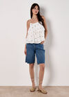 Sequin Spot Tiered Camisole Top, White, large