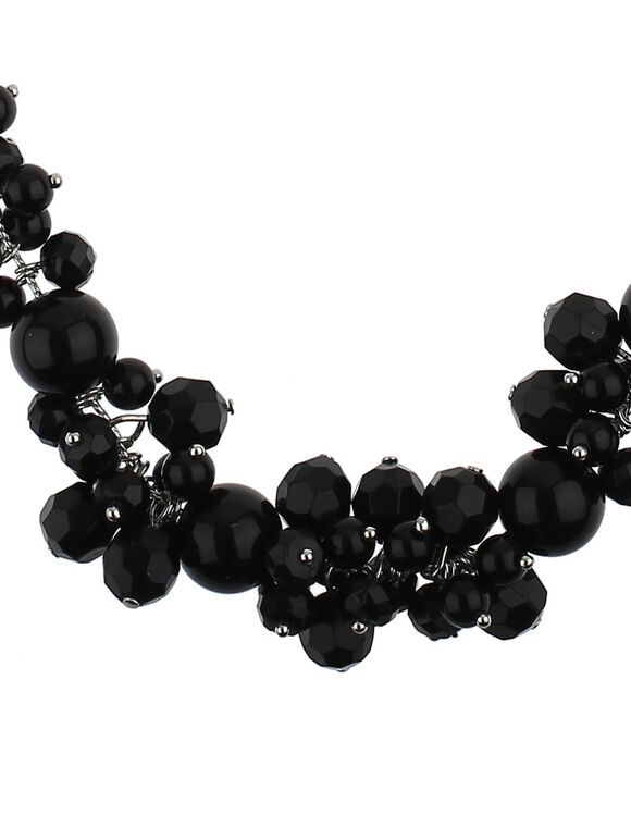 Beaded Cluster Necklace, Black, large