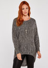 Grey Necklace Batwing Top, Dark Grey - Charcoal, large
