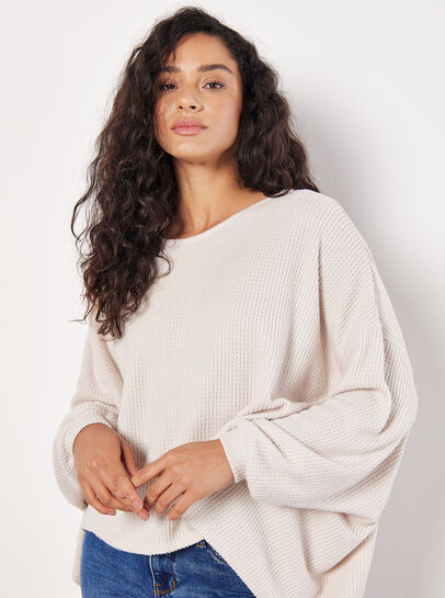 Soft-Touch Oversized Waffle Knit Top