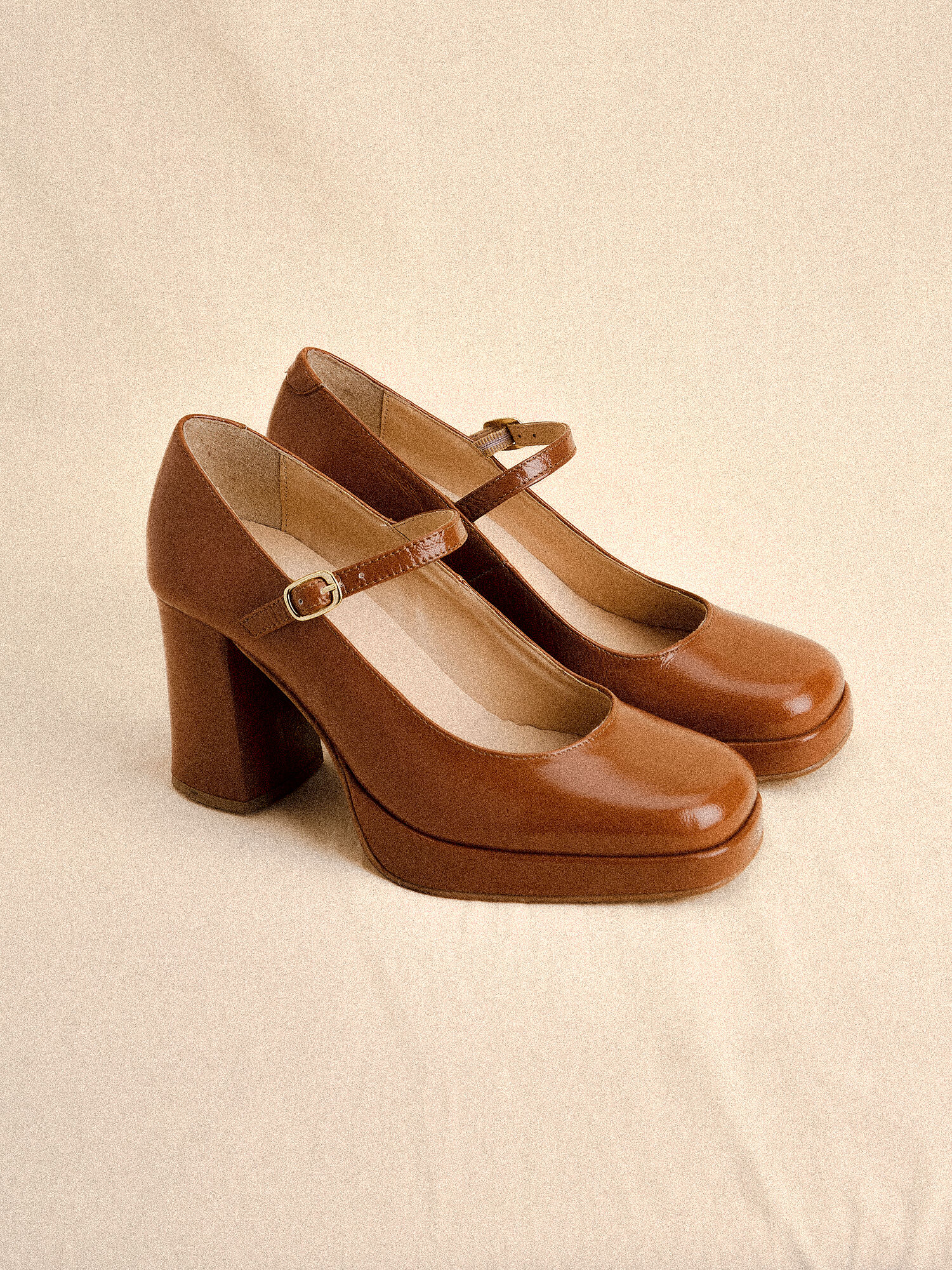 Heeled Mary Jane Shoes Apricot Clothing