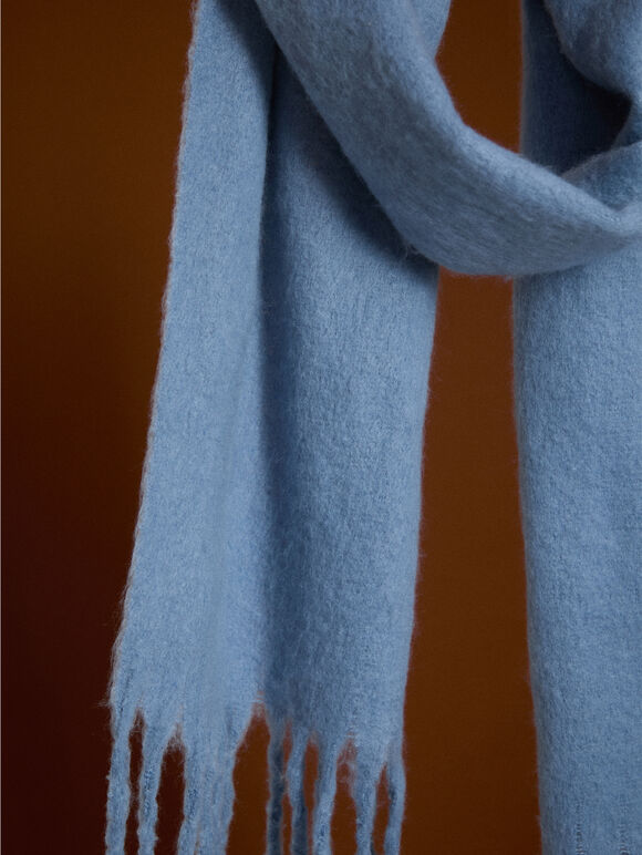 Soft Boucle Knit Scarf, Sky Blue, large