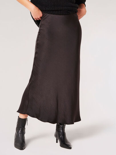 Satin Bias Midi Skirt
