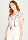 Dotted Stripe Back Pleat Shirt, Cream, large