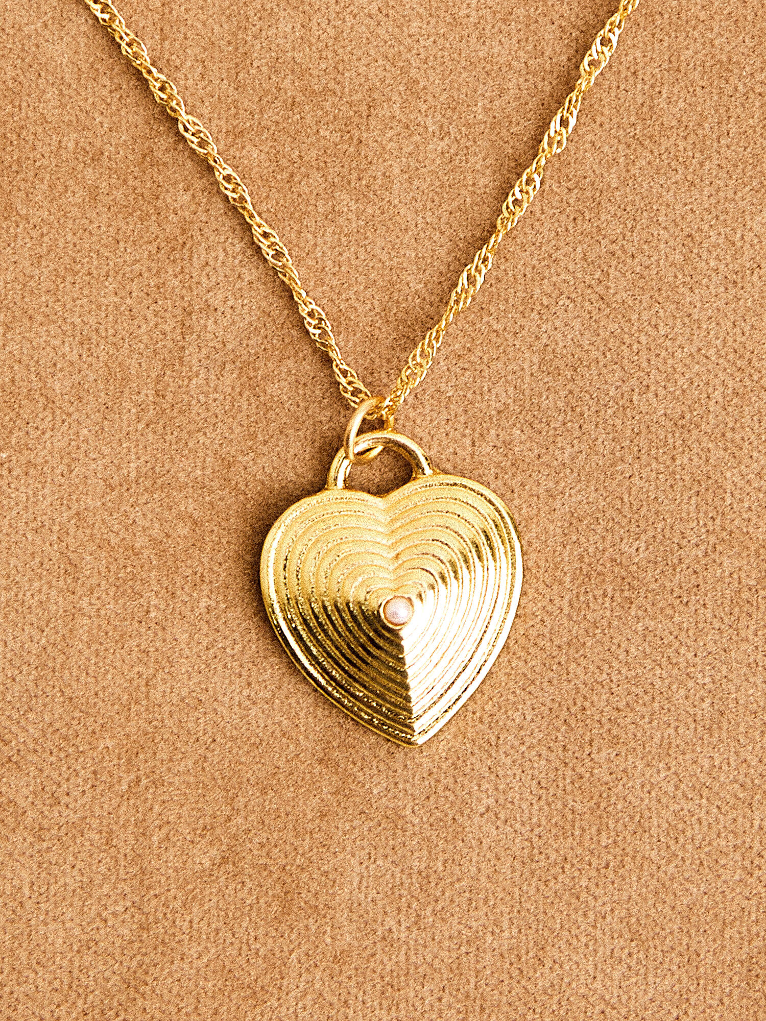 24K Gold Plated Heart Locket Necklace Apricot Clothing