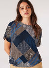 Geometric Patchwork Textured T-Shirt, Navy, large