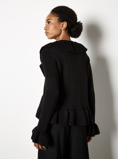 Ruffle Ribbed Knit Cardigan
