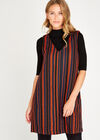 Orange Textured Multistripe Shift Dress, Orange, large