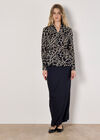 Geo Print Sheer Plisse Shirt, Black, large