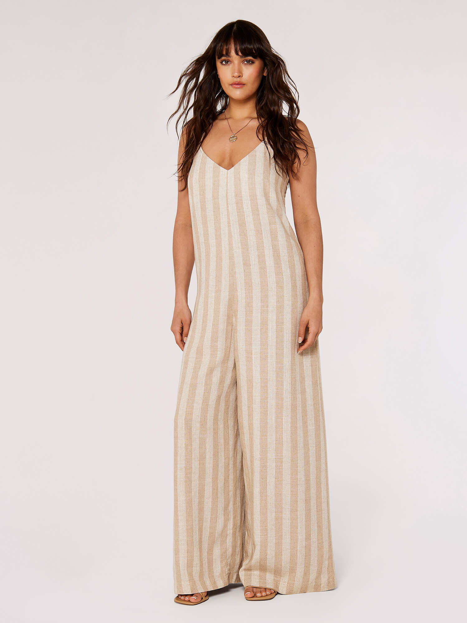 Striped linen overalls shop