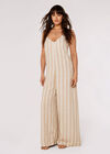 Striped Linen Mix Jumpsuit, Stone, large