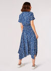 Painterly Dot Smocked Midi Dress, Blue, large