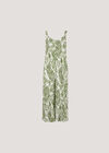 Leaf Print Wide Leg Jumpsuit, White, large