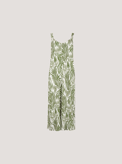 Leaf Print Wide Leg Jumpsuit