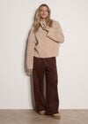 Chunky Cable Knit Cardigan, Stone, large