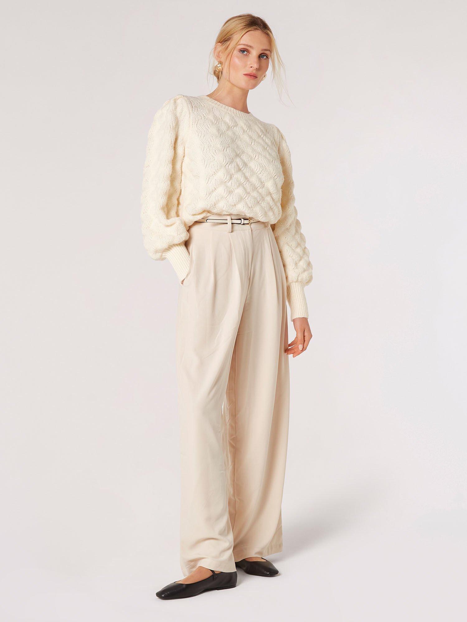 Bubble Knit Jumper Apricot Clothing