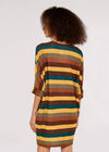 Striped Cocoon Batwing Dress, Khaki, large