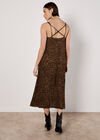 Animal Print Crepe Maxi Slip Dress, Brown, large