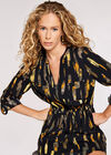 Brushstroke Print Mini Dress , Black, large