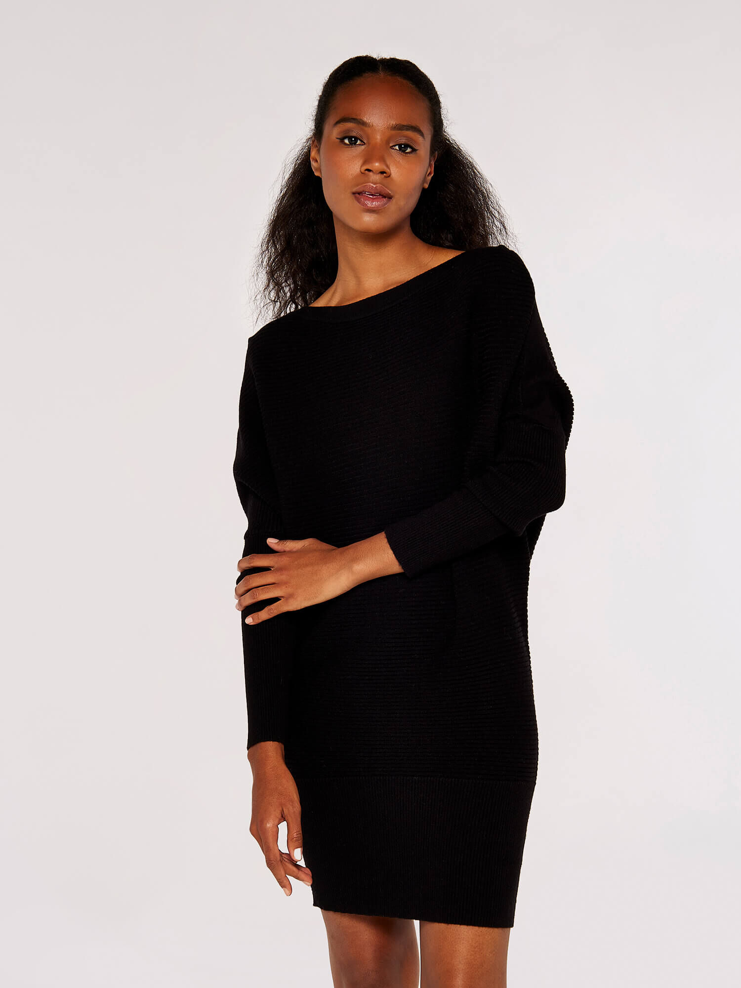 Batwing black dress top