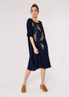 Necklace Print Midi Dress, Navy, large