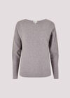 Batwing Sleeve Studded Jumper, Grey, large