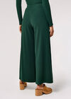 Ribbed Knit Palazzo Trousers, Green, large