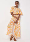Cotton Floral Print Crop Top, Orange, large