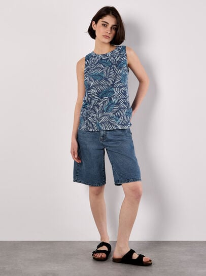 Batik Leaf Print Vest Top