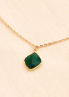 Gold Tone Layered Stone Pendant Necklace, Gold, large