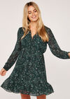 Leopard Drop Waist Ruffle Dress, Green, large