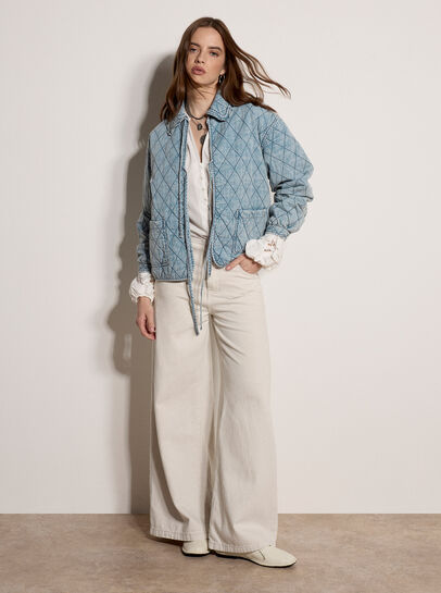 Cotton Denim Quilted Jacket