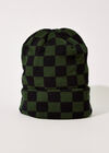 Checkered Beanie Hat, Green, large