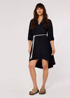 Linen-Cotton Mini Dress, Black, large