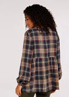 Check Peplum Hem Blouse, Rust, large