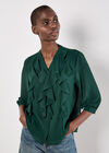 Ruffle Front Chiffon Blouse, Green, large
