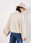 Horizontal Cable Knit Cape Jumper, Stone, large