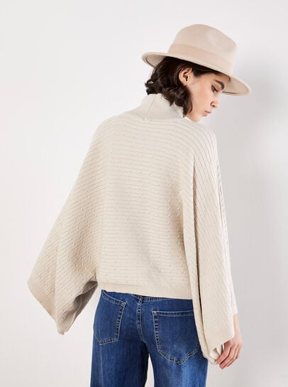 Horizontal Cable Knit Cape Jumper