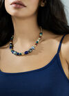 Multi Stone Beaded Necklace, Blue, large